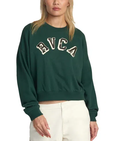 Rvca Juniors' Ivy League Fleece Crewneck Sweatshirt In Pineneedle