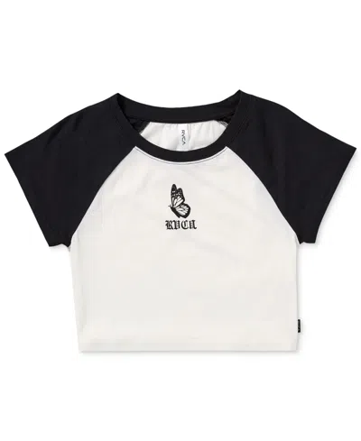 Rvca Juniors' Logo Raglan-sleeve Half Baby T-shirt In  Black