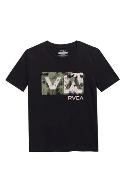 Rvca Kids' Balance Box Logo Graphic T-shirt In Black