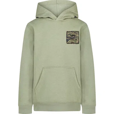 Rvca Kids' Camo Patch Fleece Hoodie In Green