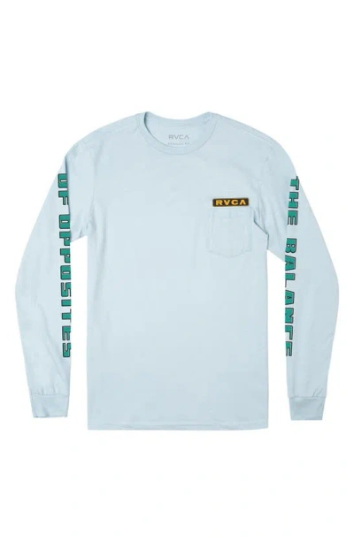 Rvca Kids' Contract Long Sleeve Cotton Graphic Pocket Tee In Sky