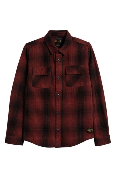 Rvca Kids' Dayshift Plaid Cotton Flannel Button-up Shirt In Red Earth