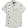 Rvca Kids' Luke Print Short Sleeve Button-up Shirt In Light Blue