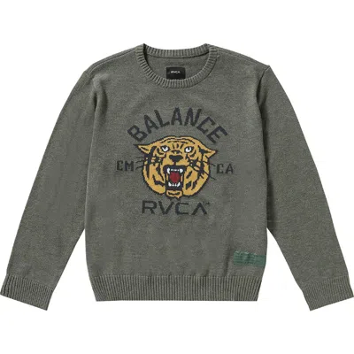 Rvca Kids' Slowdrive Graphic Crewneck Sweater In Sage Leaf