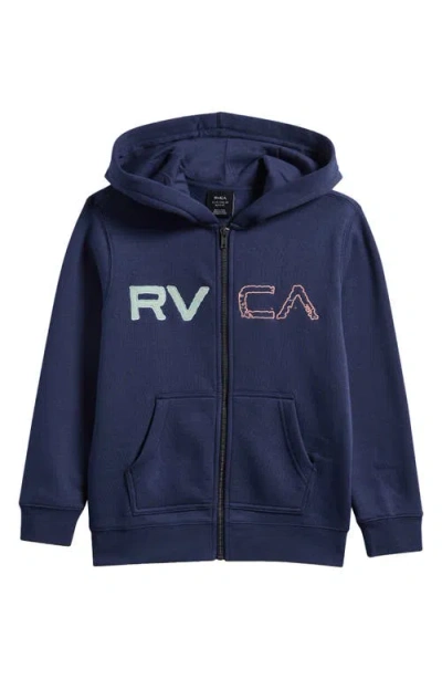 Rvca Kids' Split Path Zip Hoodie In Moody Blue