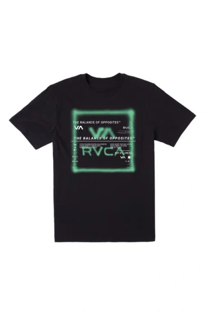 Rvca Kids' Spray Text Cotton Graphic T-shirt In Black