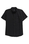 Rvca Kids' That'll Do Cotton Blend Button-down Shirt In Black