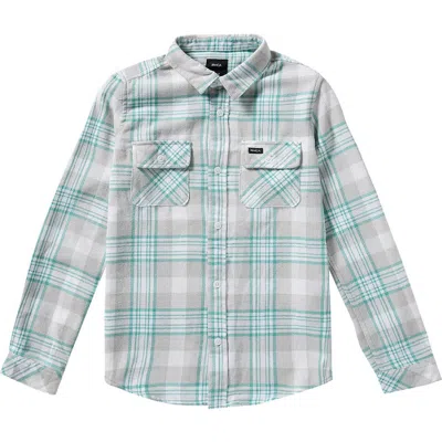 Rvca Kids' That'll Work Plaid Flannel Button-up Shirt In Silver Bleach