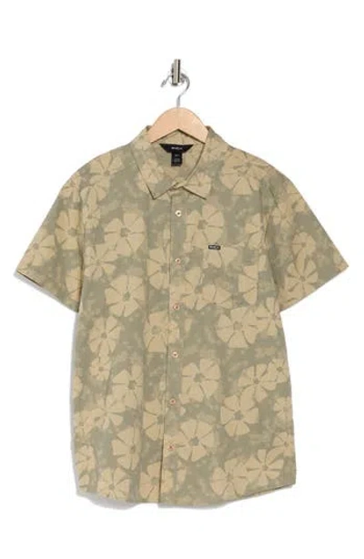 Rvca Kimua Cotton Button-up Shirt In Khaki