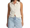 Rvca Klein Buttoned Tank Top In Latte In White