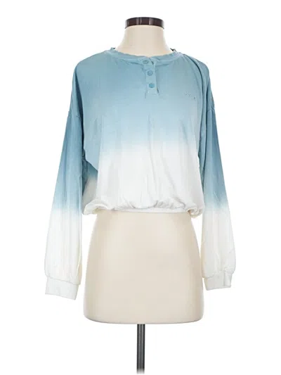Pre-owned Rvca Long Sleeve Blouse In Blue