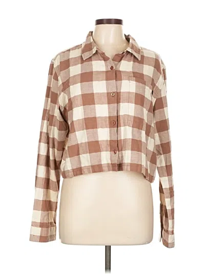 Pre-owned Rvca Long Sleeve Blouse In Brown