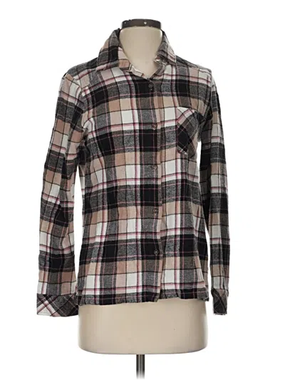 Pre-owned Rvca Long Sleeve Button Down Shirt In Brown