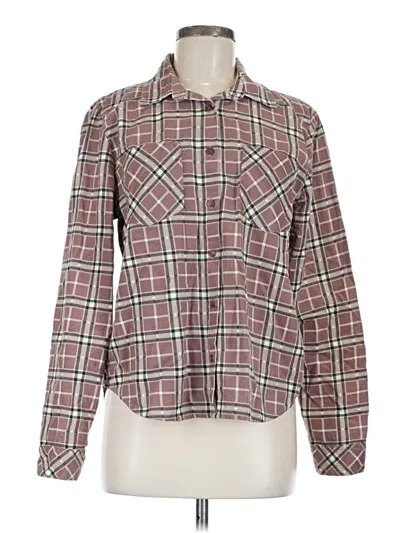 Pre-owned Rvca Long Sleeve Button Down Shirt In Burgundy