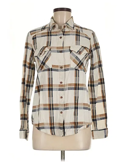 Pre-owned Rvca Long Sleeve Button Down Shirt In Tan