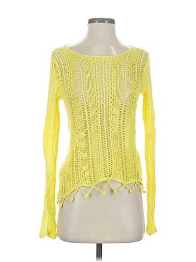 Pre-owned Rvca Long Sleeve Top Yellow Square Neckline Tops