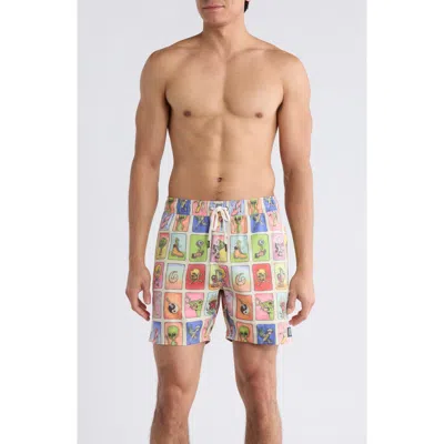 Rvca Loteria Swim Trunks In Burgundy