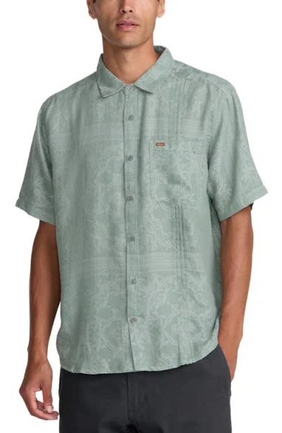 Rvca Mellowist Short Sleeve Button-up Shirt In Green
