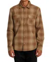 Rvca Dayshift Plaid Cotton Flannel Button-up Shirt In Wood
