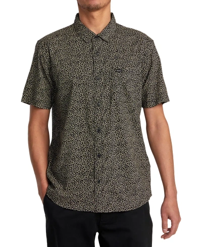 Rvca Morning Glory Floral Short Sleeve Button-up Shirt In Black