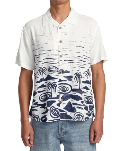 Rvca Men's Wasted Palms Short Sleeve Shirt In White