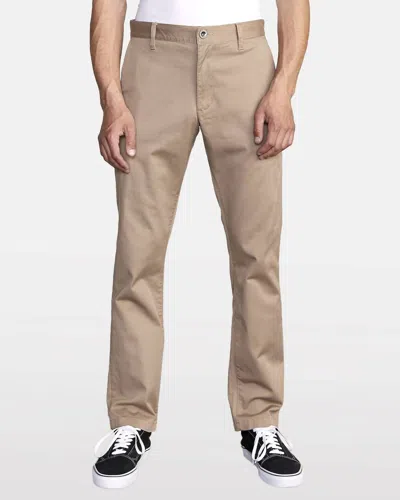 Rvca The Weekend Stretch Cotton Blend Pant In Dark Khaki In Neutral