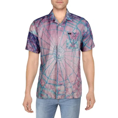 Rvca Mens Tie-dye Cotton Button-down Shirt