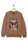 Rvca No Shame Crew Sweatshirt In Rustin Brown