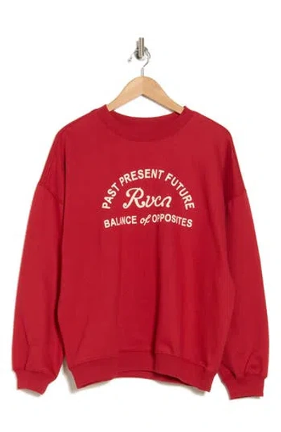 Rvca No Shame Crew Sweatshirt In Scarlet