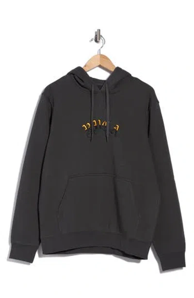 Rvca Olde Embroidered Logo Hoodie In Pirate Black