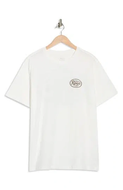 Rvca Oval Script Logo Cotton T-shirt In White