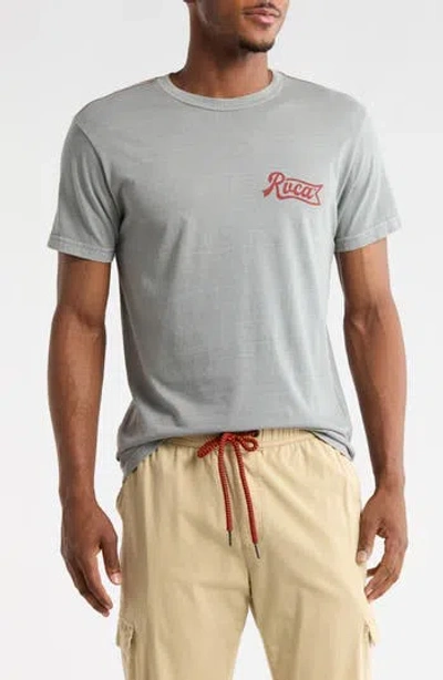 Rvca Pen Script Graphic T-shirt In Gray