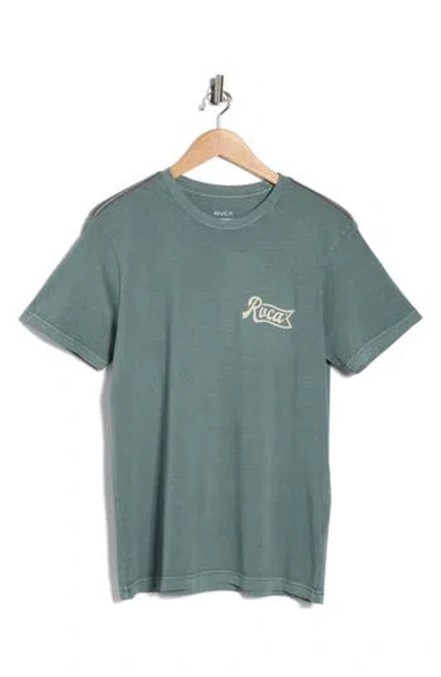 Rvca Pen Script Graphic T-shirt In Green
