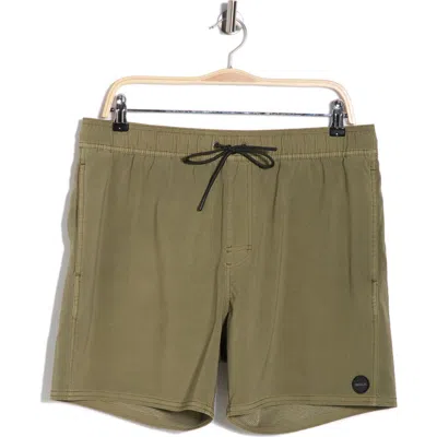 Rvca Pigment-dyed Elastic Waist Shorts In Green