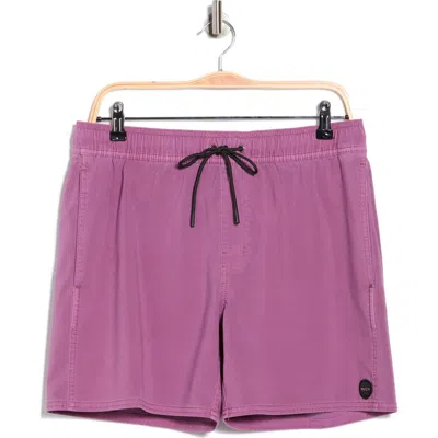 Rvca Pigment-dyed Elastic Waist Shorts In Pink