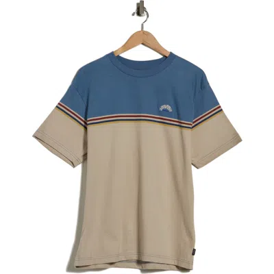 Rvca Pismo Stripe Cotton T-shirt In Light Khaki