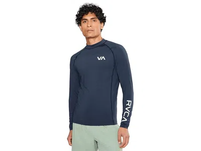 Rvca Rashguard Long Sleeve Men's T Shirt Navy: Md In Blue