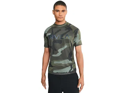 Rvca Rashguard Short Sleeve Men's T Shirt Camo: Lg In Black