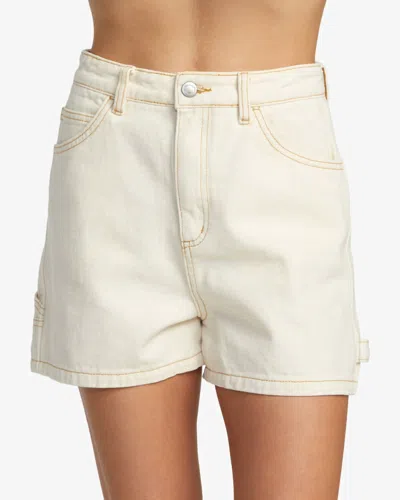 Rvca Recession Denim Short In Natural In Beige