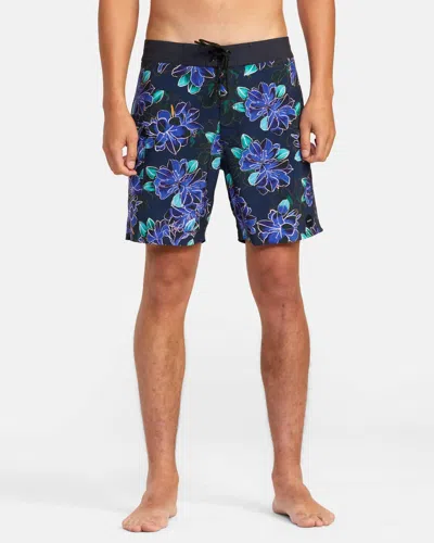 Rvca Restless Boardshort 17" In Midnight Black In Multi