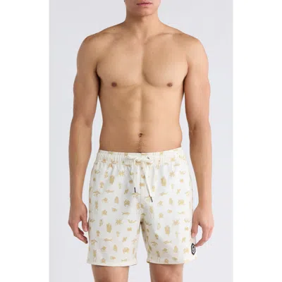 Rvca Sea Life Swim Trunks In Brown