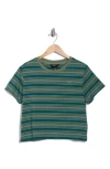 Rvca Seeing Stripes Short Sleeve Crop Tee In Green