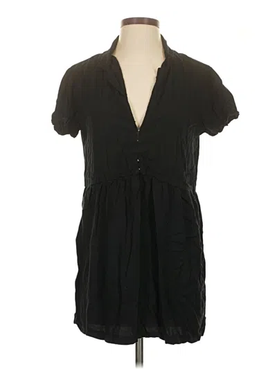 Pre-owned Rvca Short Sleeve Blouse In Black