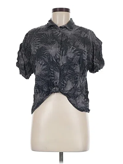 Pre-owned Rvca Short Sleeve Blouse In Black