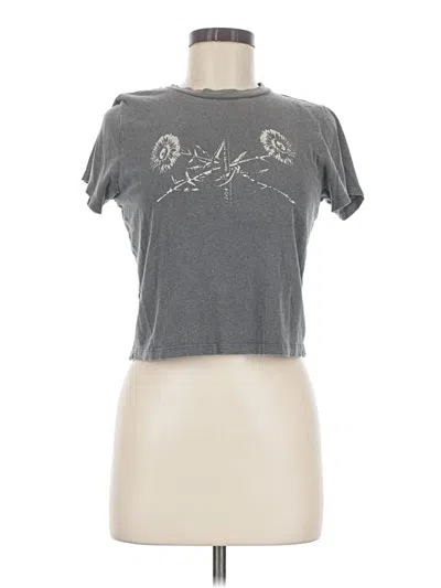 Pre-owned Rvca Short Sleeve Top Gray Mock Neckline Tops