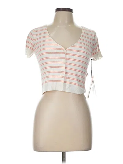Pre-owned Rvca Short Sleeve Top Orange Sweetheart Neckline Tops