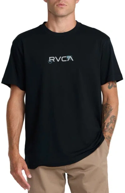 Rvca Small Icons Cotton Graphic T-shirt In Black