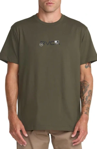 Rvca Small Icons Cotton Graphic T-shirt In Green