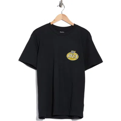 Rvca Speed Check Cotton Graphic T-shirt In Black