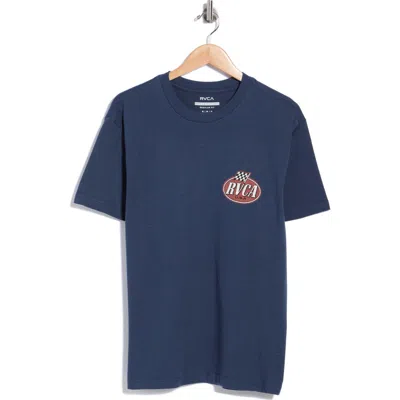Rvca Speed Check Cotton Graphic T-shirt In Blue